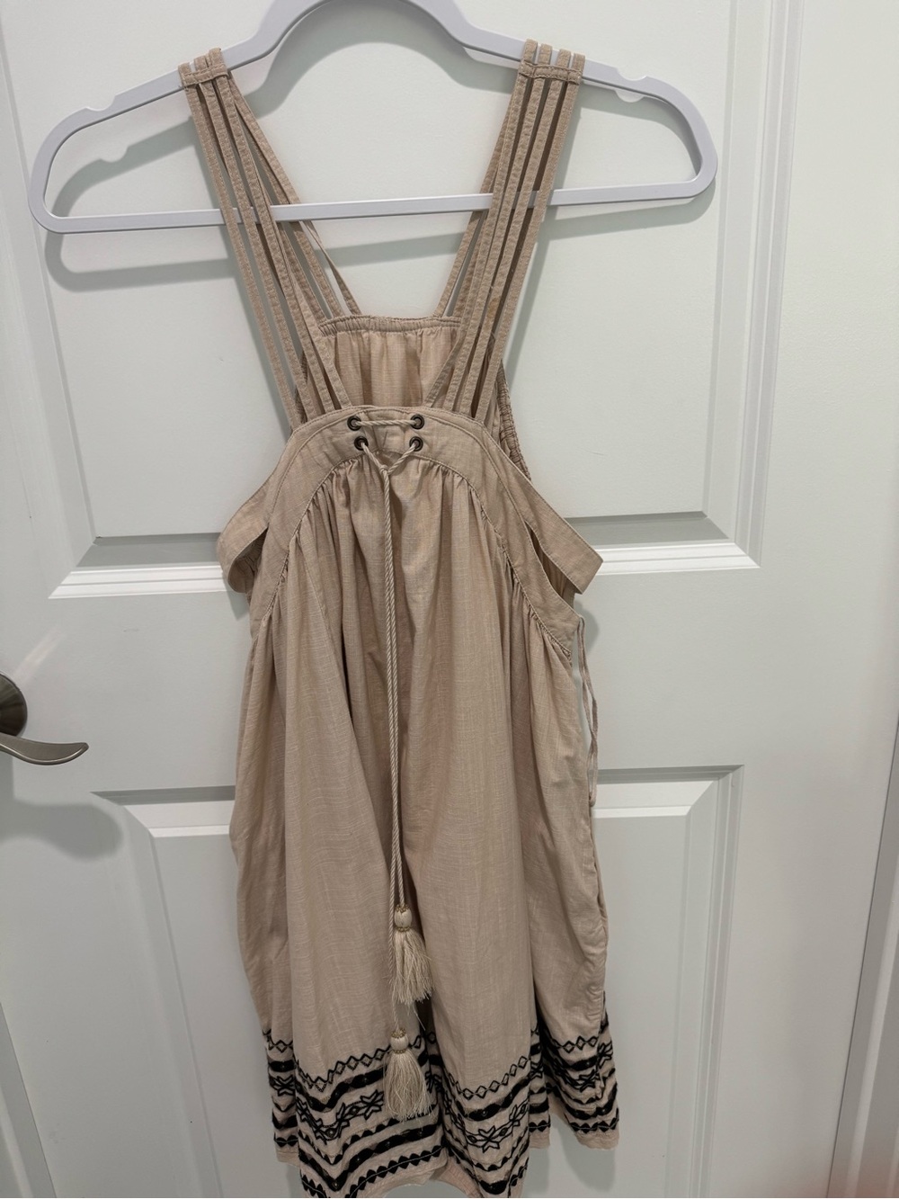 Free people Batiste Kashmir Embroidered Biscotti Strappy Tent dress S/P NWOT